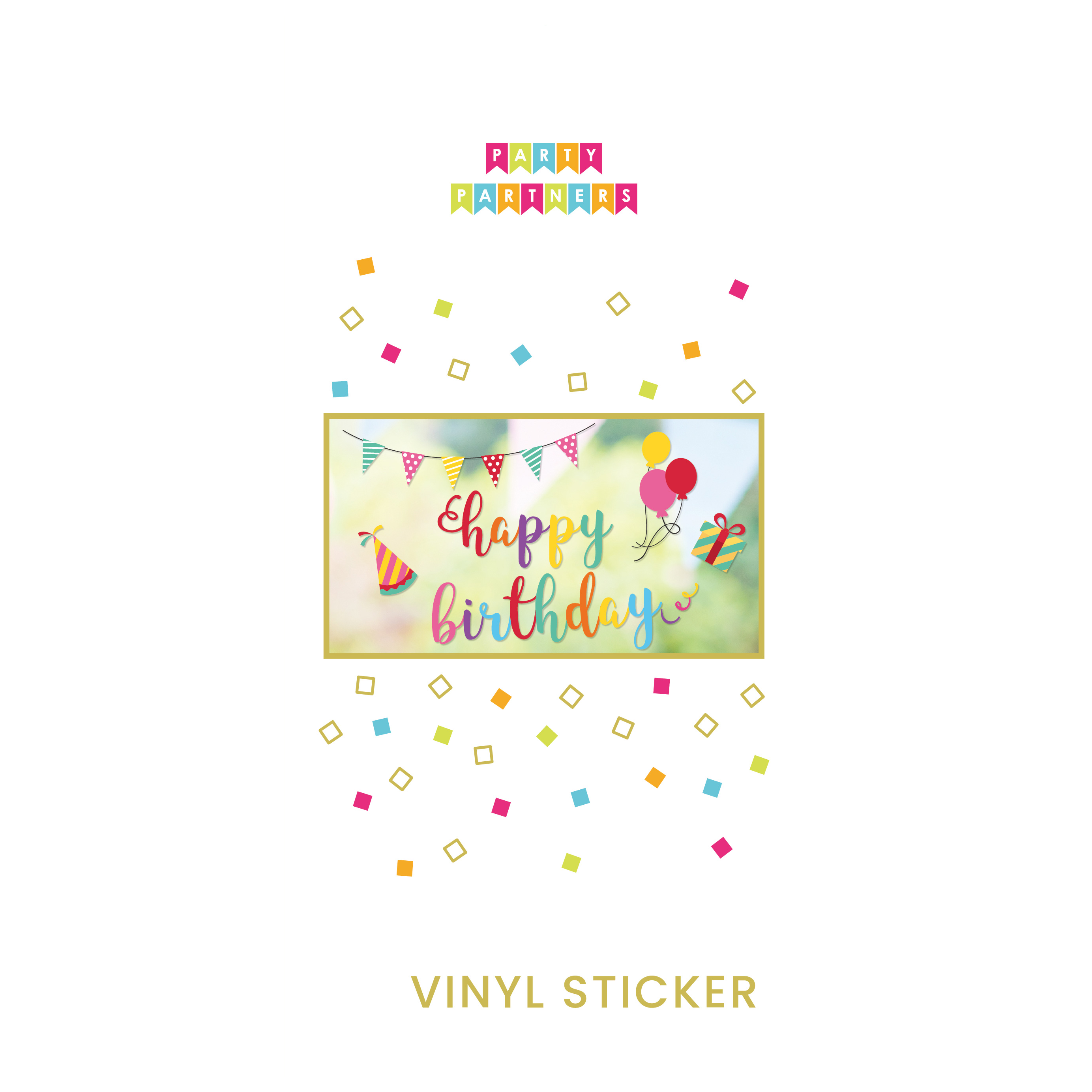 Happy Birthday Rainbow Vinyl Sticker